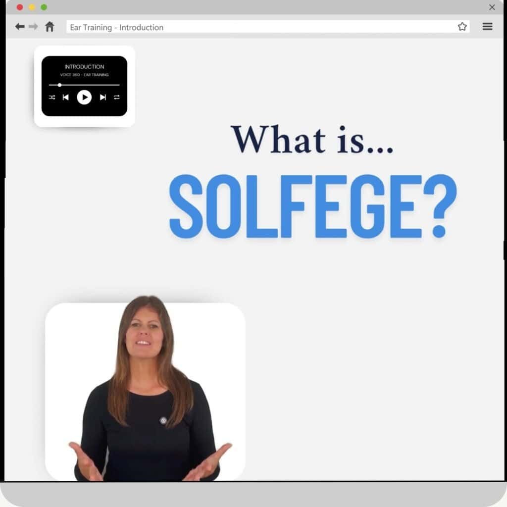 Instructor Meghan McCall introduces the question “What is Solfège?” in the Voice 360 Ear Training course introduction.