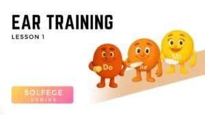 Cartoon solfège characters Do Re Mi in Voice 360 ear training lesson