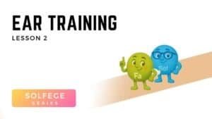 Cartoon solfège characters Fa and Sol in Voice 360 ear training lesson
