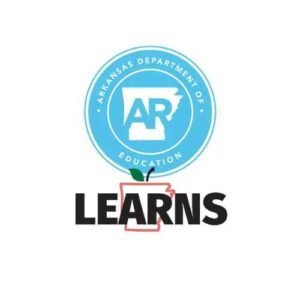 Arkansas Department of Education LEARNS Education Freedom Account logo with state seal and apple design