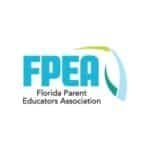 FPEA logo with bold turquoise letters and green and blue curved accents, with the text “Florida Parent Educators Association” below.